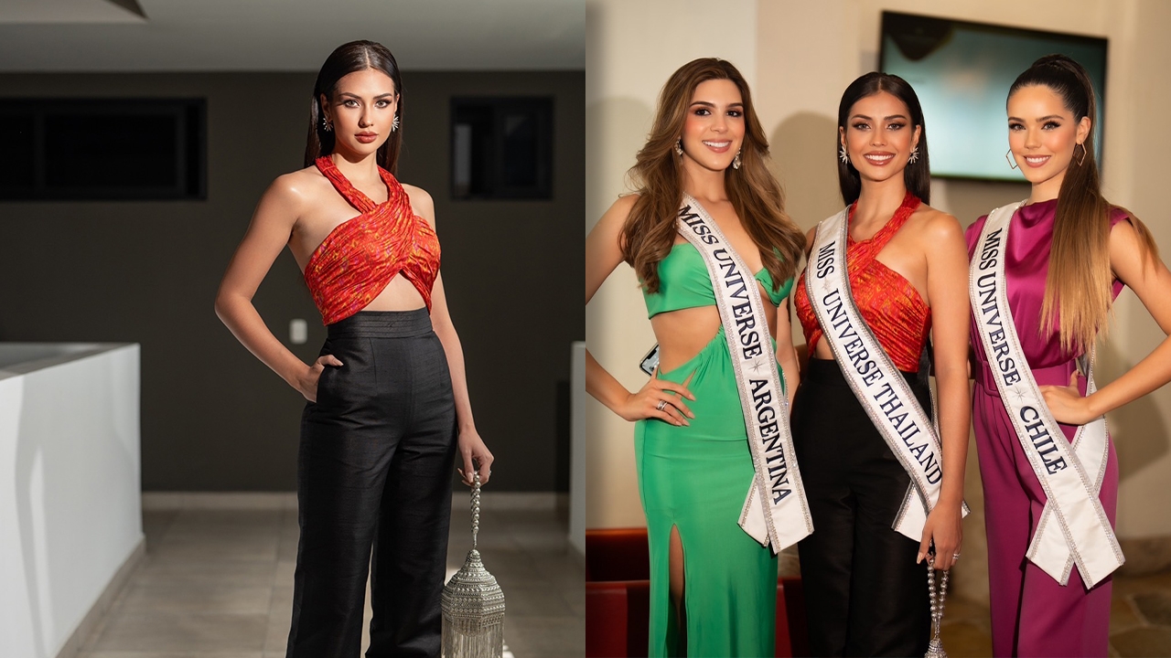 แอนโทเนีย ใส่เสื้อตะเบงมานอวดความเป็นไทย เข้ากองมิสยูนิเวิร์ส 2023 วันแรก