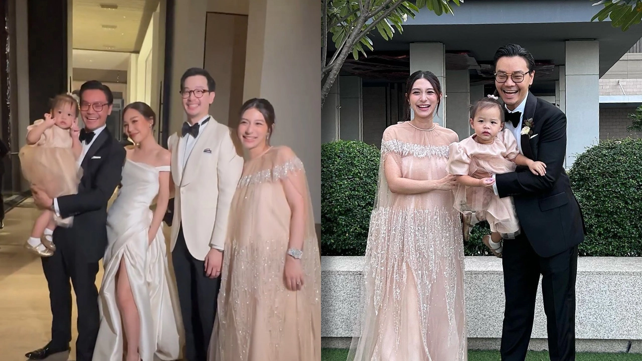 泰国女星携女儿参加婚礼，现场气氛非常热烈