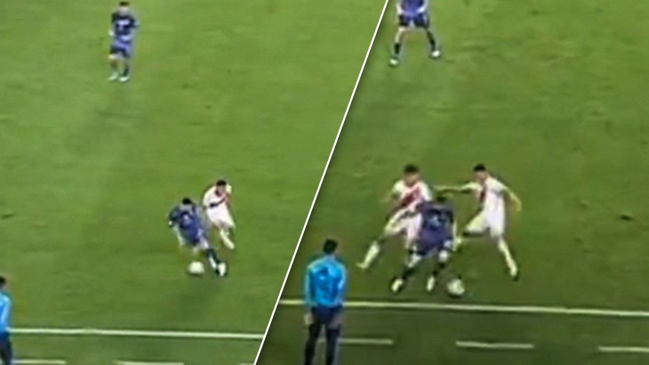 เอาเขาไม่ลงจริงๆ "เมสซี" โดน 2 แข้งล้อมหน้า-หลัง ก่อนจะแหวกหนีอย่างสวย (คลิป)