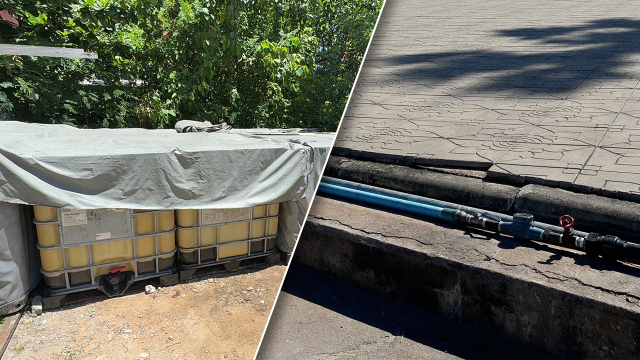 พบท่อน้ำ-ท่อน้ำมันปลายสะพานท่าเทียบเรือ หลังบ้านพักตำรวจ เจอถังน้ำมัน-ปั๊มสูบ