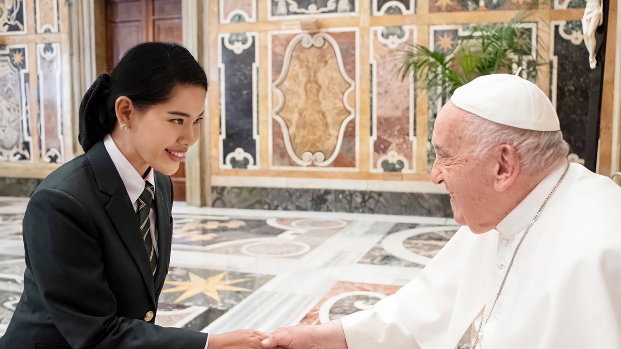 ปีติที่สุด "ธันยลักษณ์ พรหมมณี" ได้เข้าเฝ้า โป๊ป พร้อมรับประทานของที่ระลึก