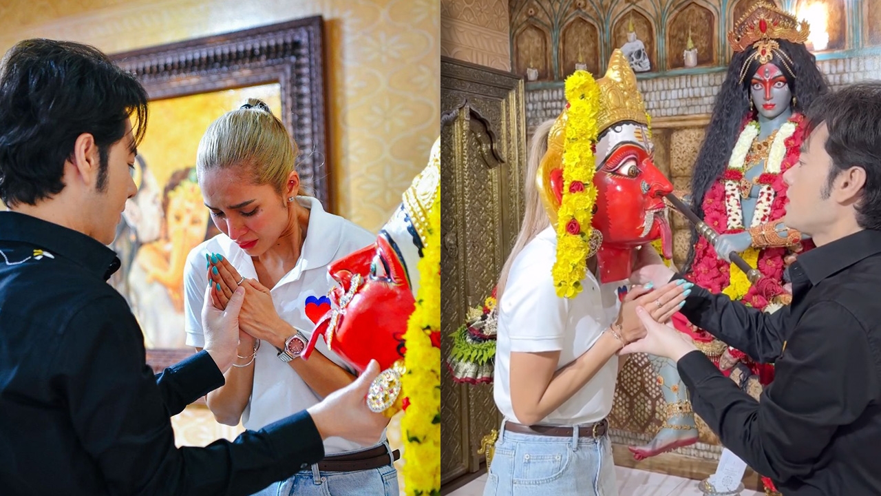 ดาราสาวถึงกับร้องไห้ไม่หยุด หลังทำพิธีครอบเศียรองค์พระแม่กาลี (คลิป)