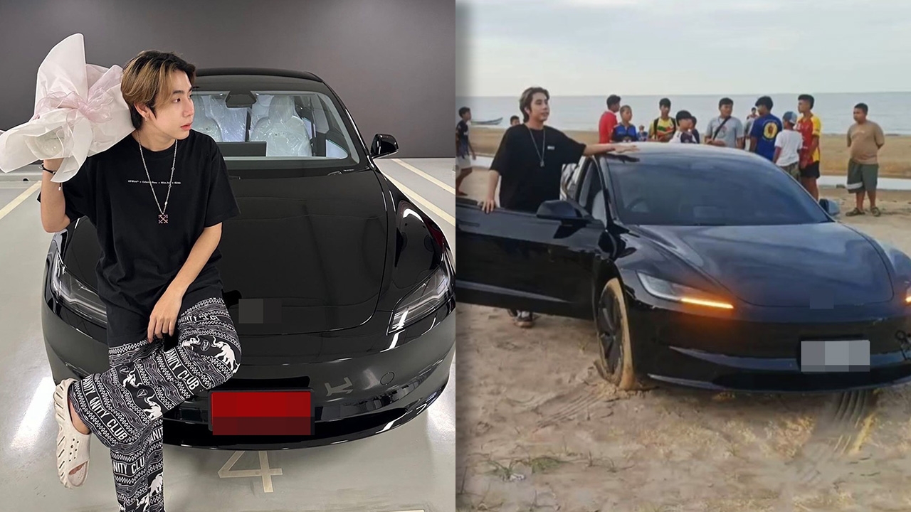 ยูทูบเบอร์ No.1 ทำคอนเทนต์ขับรถหรูลงหาด แต่สุดท้ายติดหล่ม