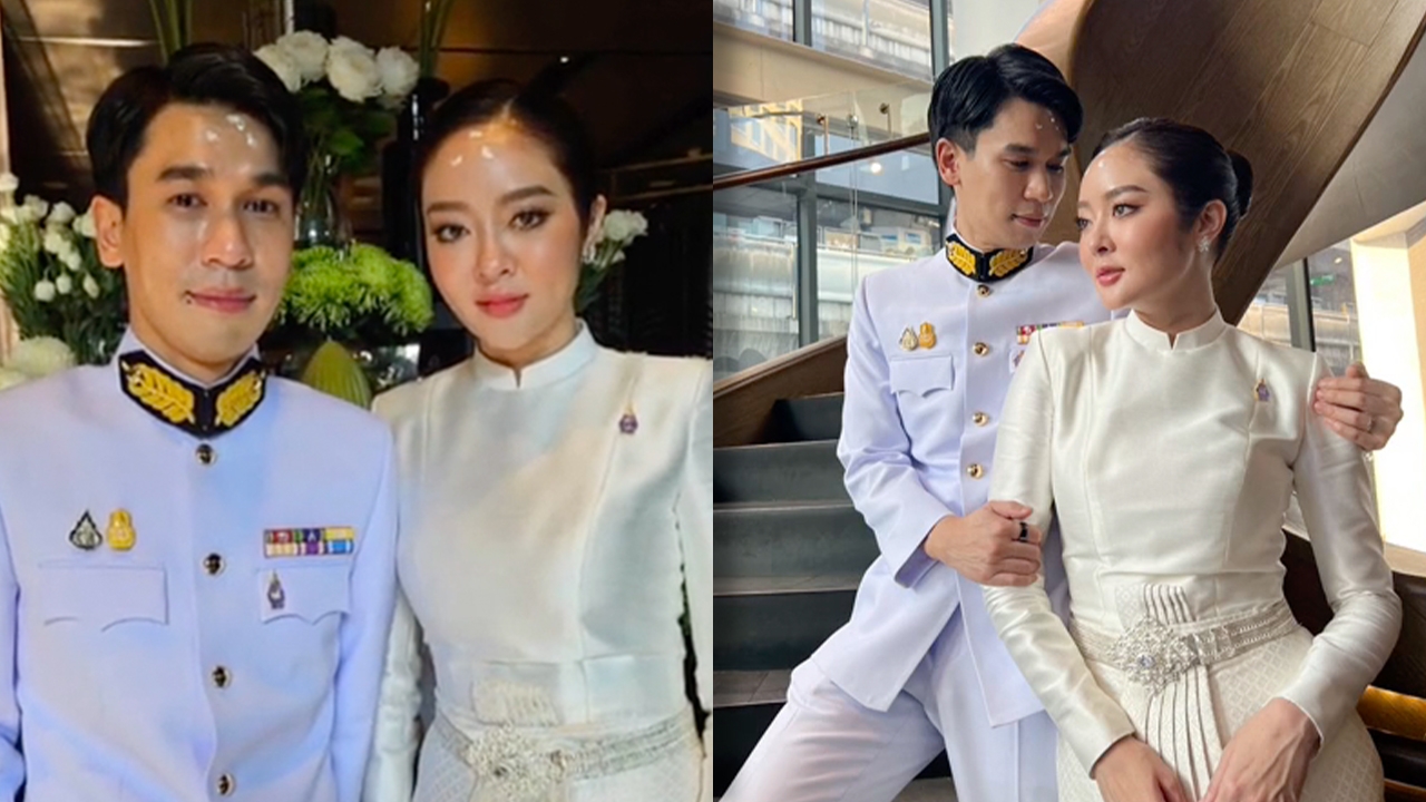 มงคลชีวิตคู่ พีท-แก้มบุ๋ม เข้าพิธีรับพระราชทานน้ำสังข์สมรส จากกรมสมเด็จพระเทพฯ