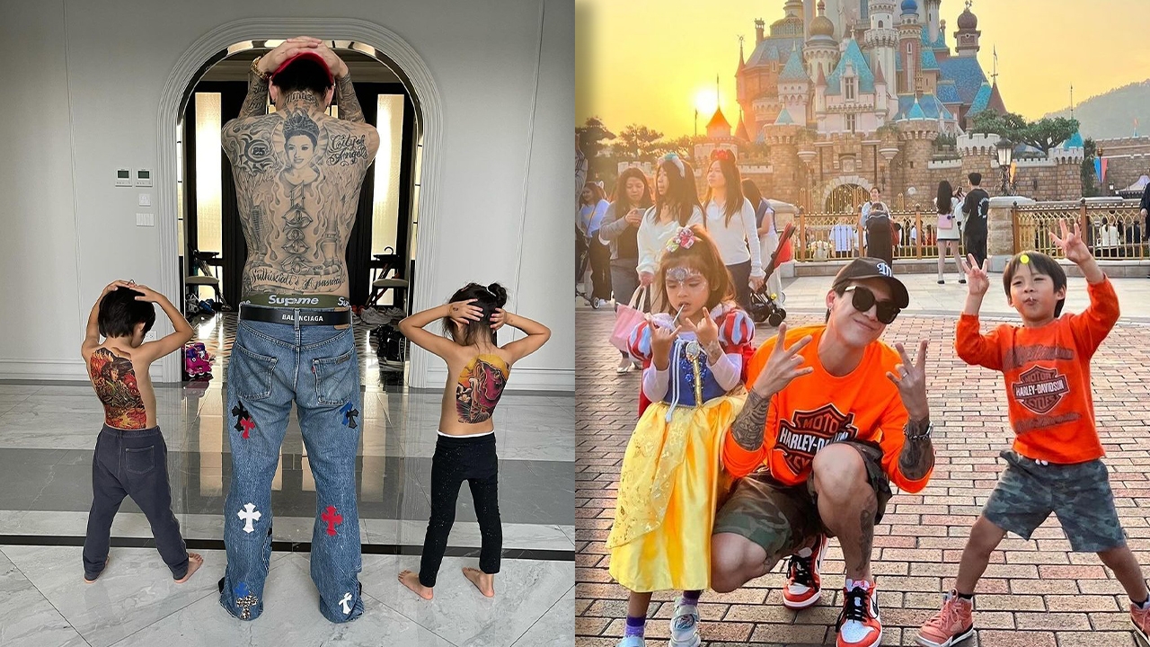 ทำถึงสุดๆ มีก้า-มีญ่า ลูกป๊อก-มาร์กี้ โชว์รอยสักเต็มหลัง อย่าปล่อยลูกไว้กับพ่อ