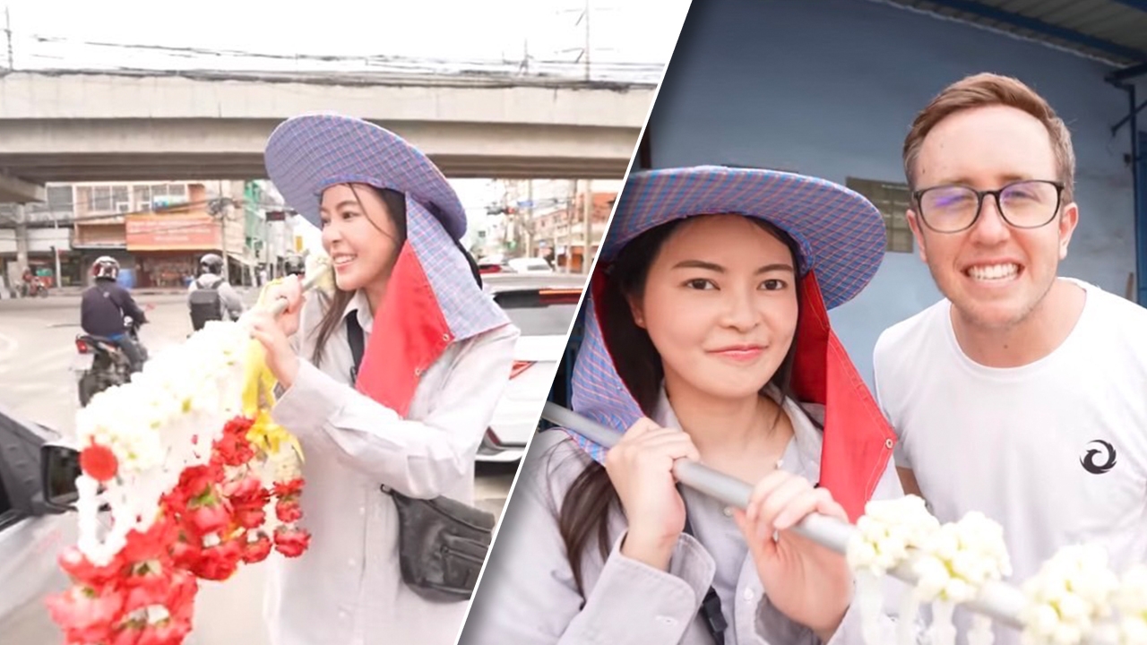 เอวา แปลงโฉมเป็นแม่ค้าช่วยคุณลุงขายพวงมาลัย พร้อมมอบเงินหมื่น (คลิป)