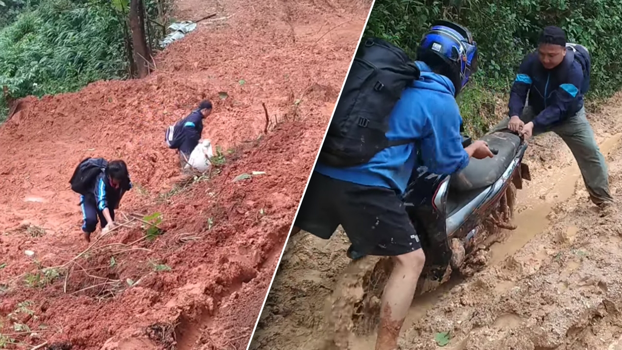 ลำบากแค่ไหนก็ไม่ท้อ ผอ.สู้ชีวิตเดินทางกว่า 30 กม. เพื่อส่งนักเรียนกลับบ้าน