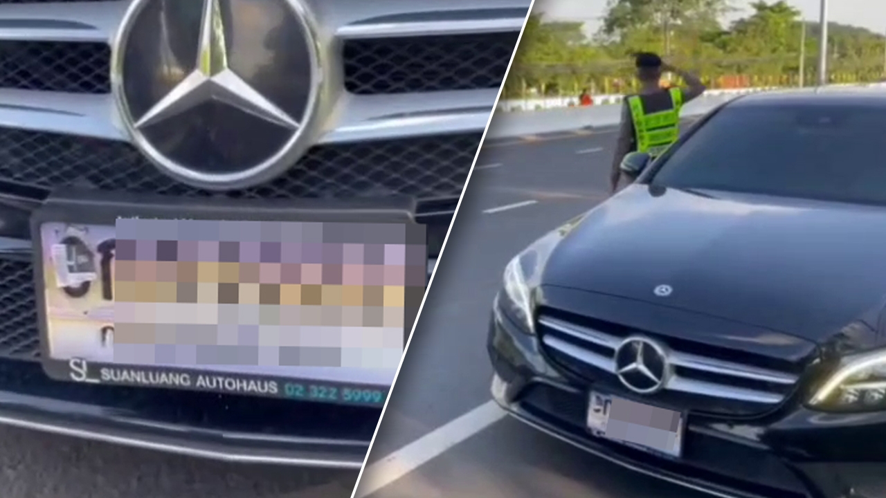 จับเบนซ์หรู ติดสติกเกอร์ปิดบังทะเบียน อ้างฝีมือลูก หลังมีคนร้องโดนใบสั่งความเร็ว