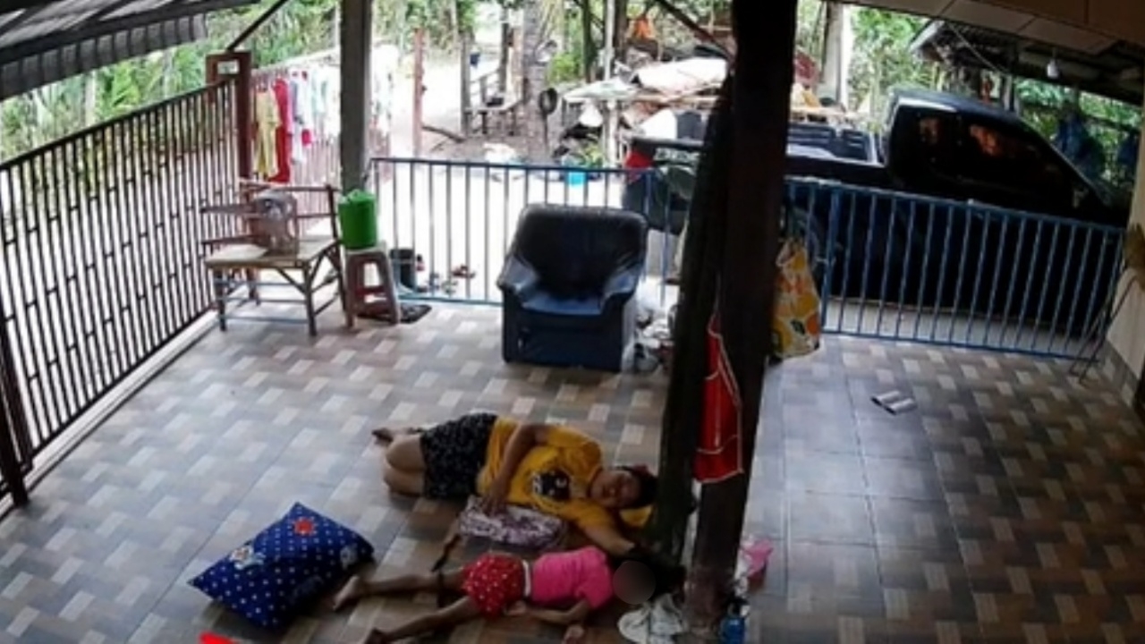 คุณแม่ผวา "งู" เลื้อยเข้ามาใกล้ขา ขณะนอนหลับอยู่กับลูกสาว (คลิป)