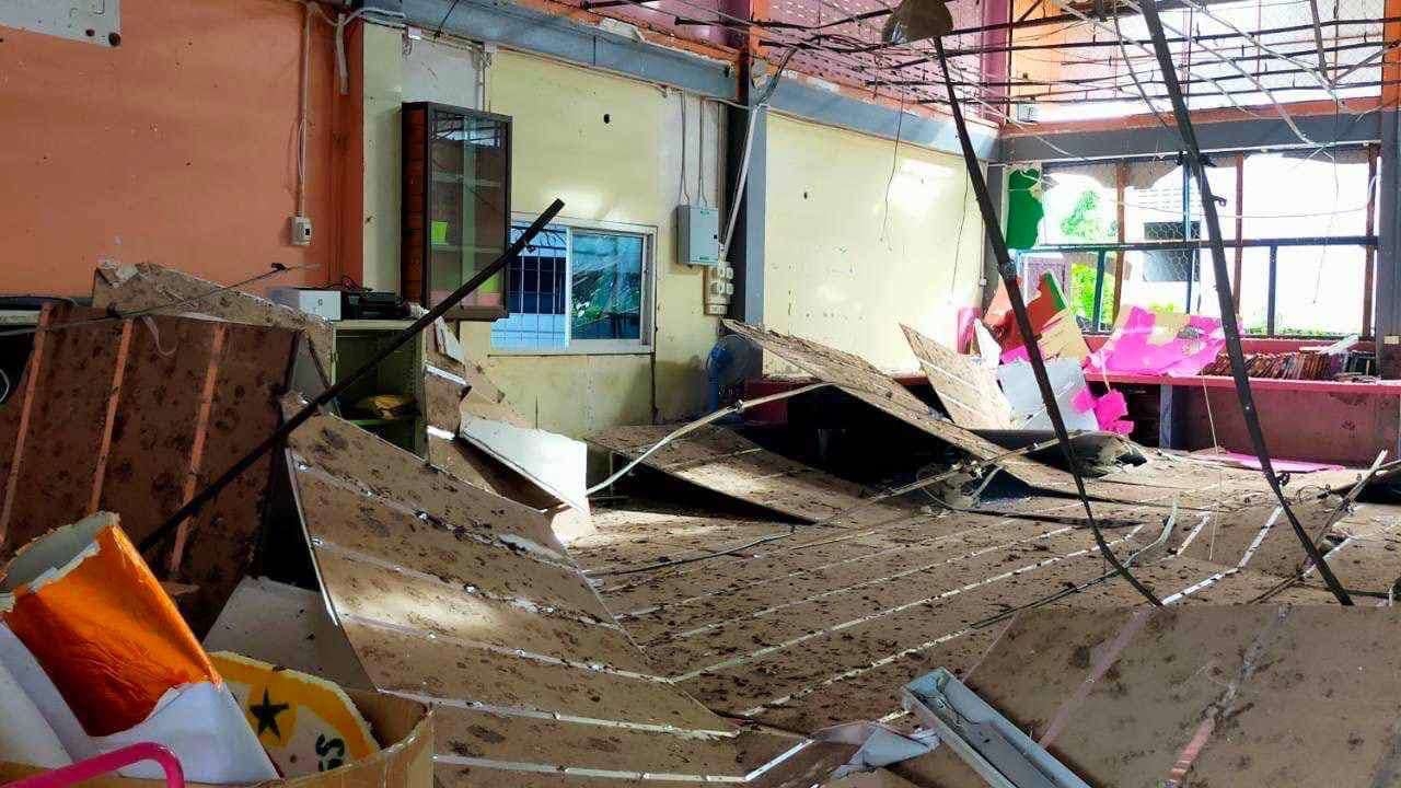 แรงระเบิดทำ ร.ร.บ้านมูโนะ แทบพัง สั่งปิด 2 สัปดาห์ พร้อมขอรับบริจาคช่วย