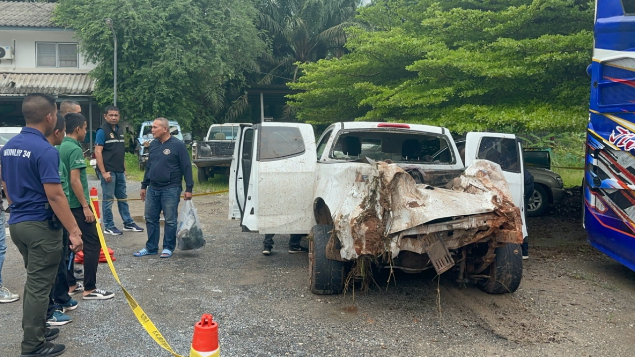 รวบแล้ว 1 ชายหญิง 6 คนบุกยิงพ่อค้าทุเรียนที่ท่าชนะ หนีไปรถตกถนนบาดเจ็บ