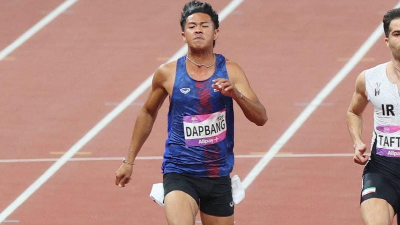 亚运会男子200米，泰国运动员达邦因伤退赛