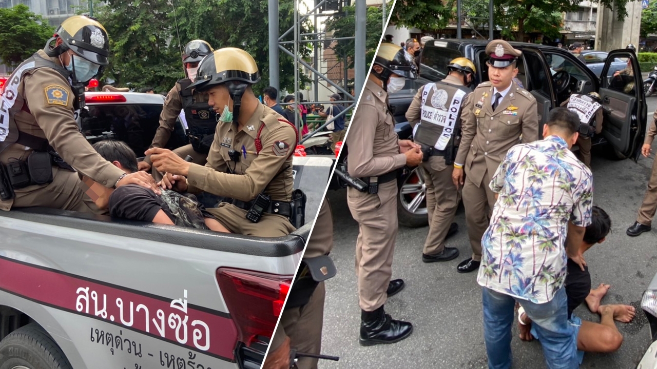 "ตำรวจบางซื่อ" ล้อมจับระทึก หนุ่มหลอนอ้างถูกคนตามฆ่า ขับรถย้อนศรหลบหนี