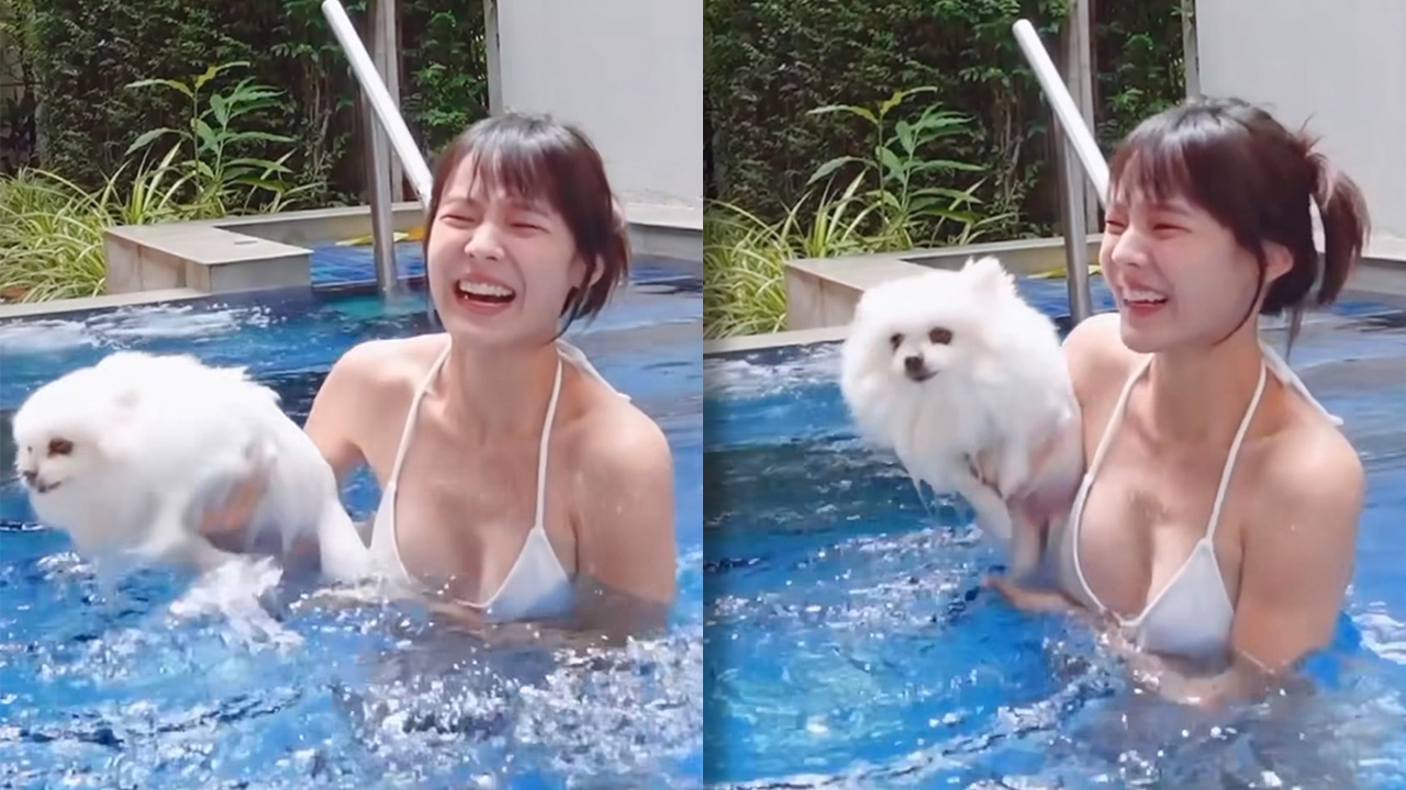แพทตี้ พาว้าวุ่นใจนุ่งบิกินีพาน้องหมาลงเล่นน้ำ แต่ละชอตแซ่บเกินต้าน