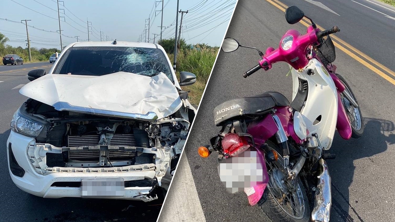 กระบะตีนผี ชนแล้วหนี เสยท้าย จยย. "น้า-หลาน" ตาย 2 ศพ