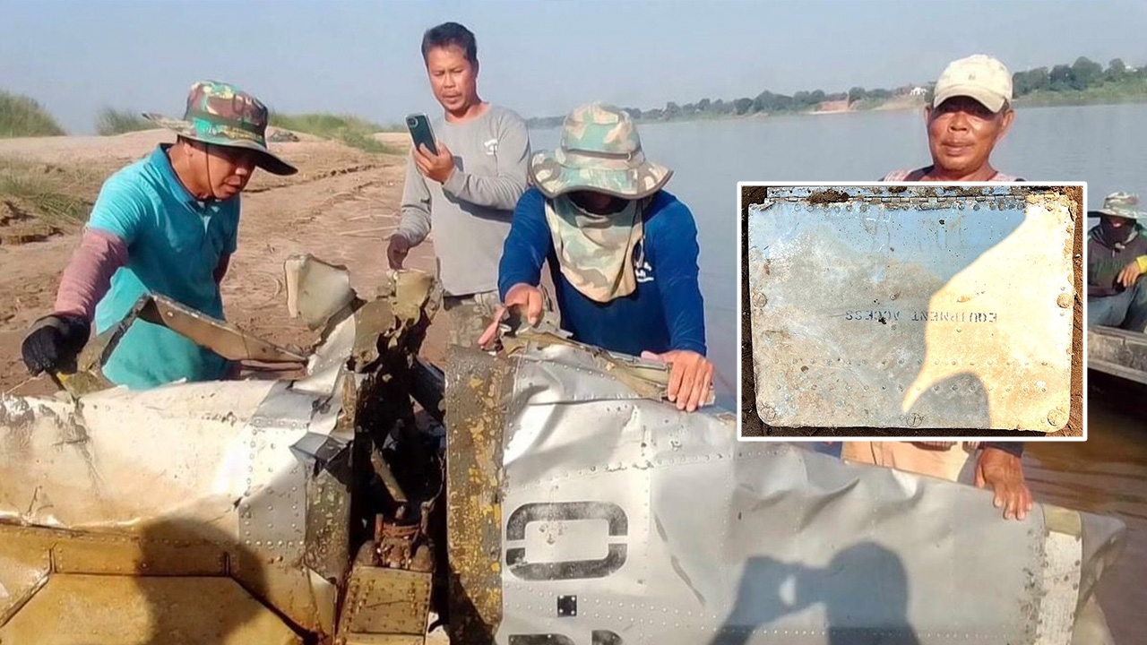 พบซากเครื่องบิน T-28 สมัยสงคราม ในแม่น้ำโขง ชาวบ้านหวั่นมีระเบิดติดอยู่