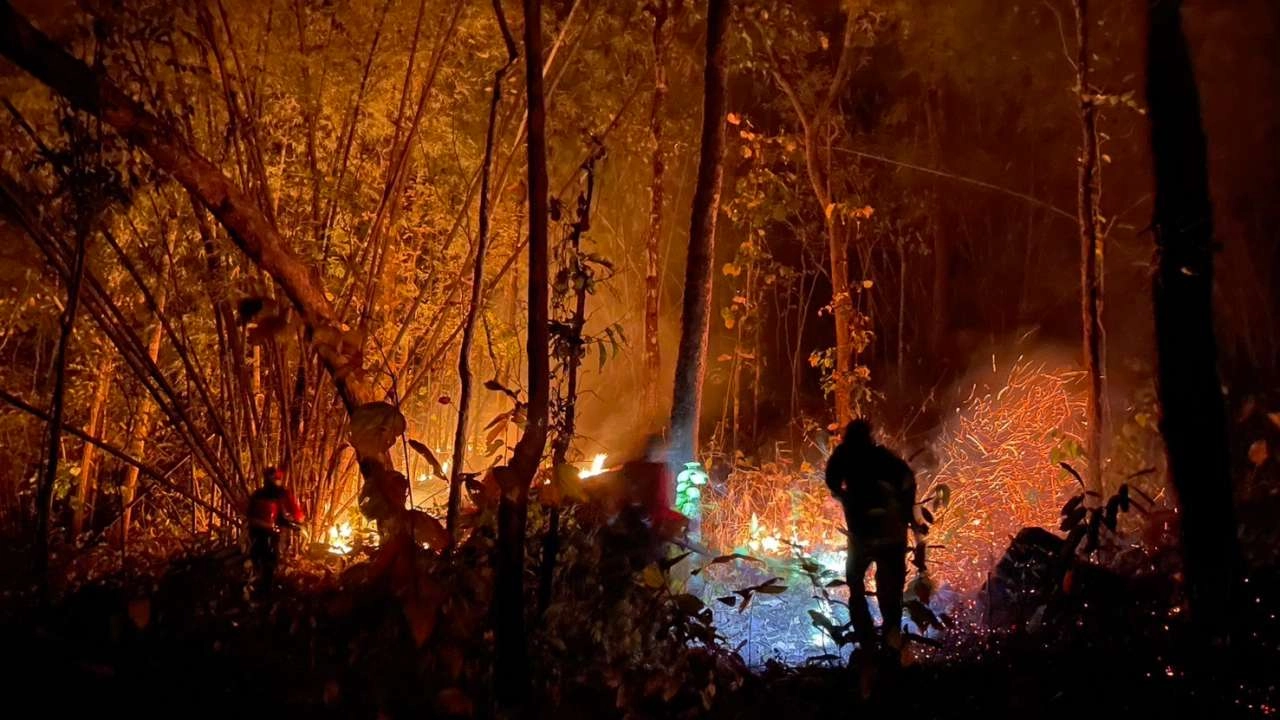 แม่ฮ่องสอน ร้อนจัด ไฟป่าปะทุป่าแม่ยวม จนท.เร่งดับ หวั่นลุกลามเข้าชุมชน