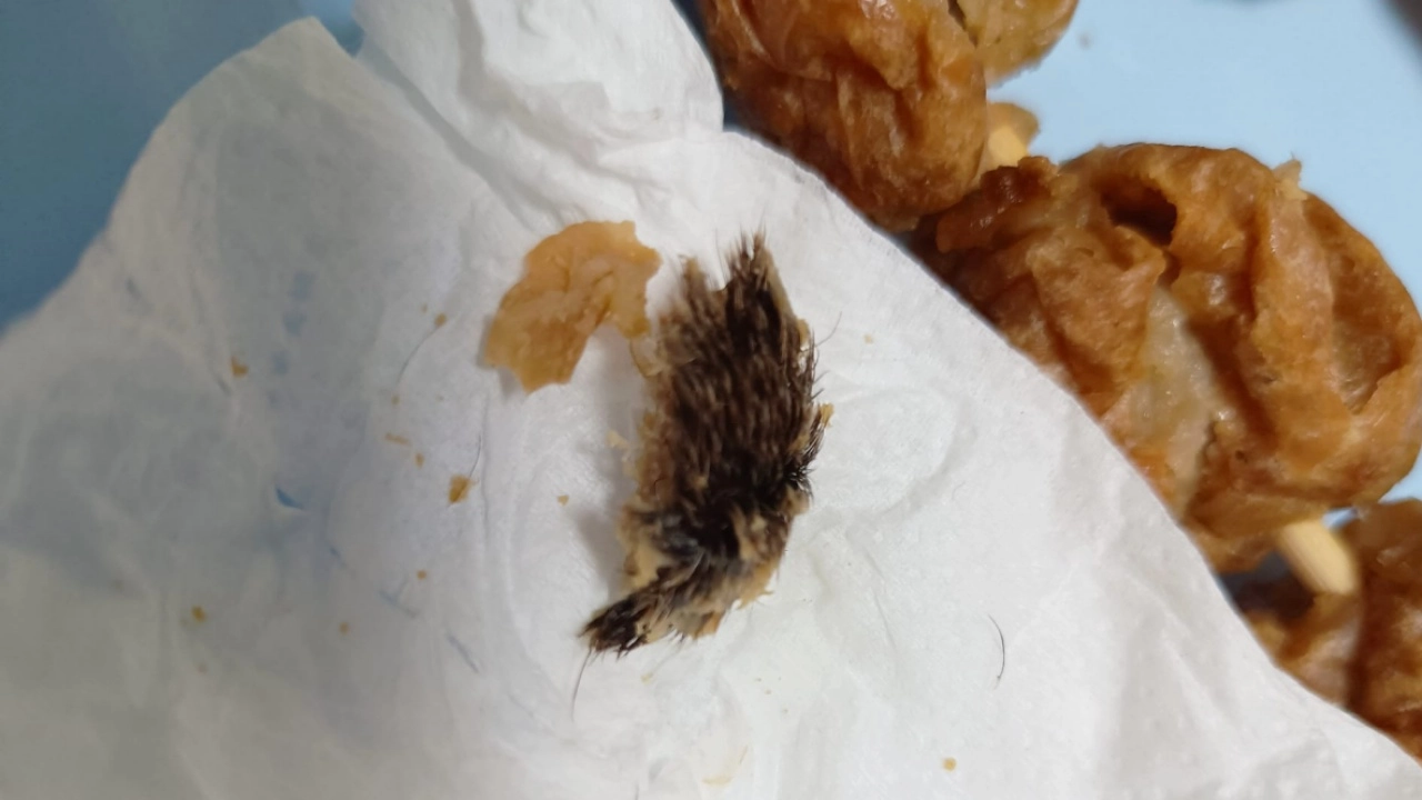 สยองมาก สาวเจอ "ขนประหลาด" ในลูกชิ้นปิ้ง สะอิดสะเอียนจนอ้วกพุ่ง