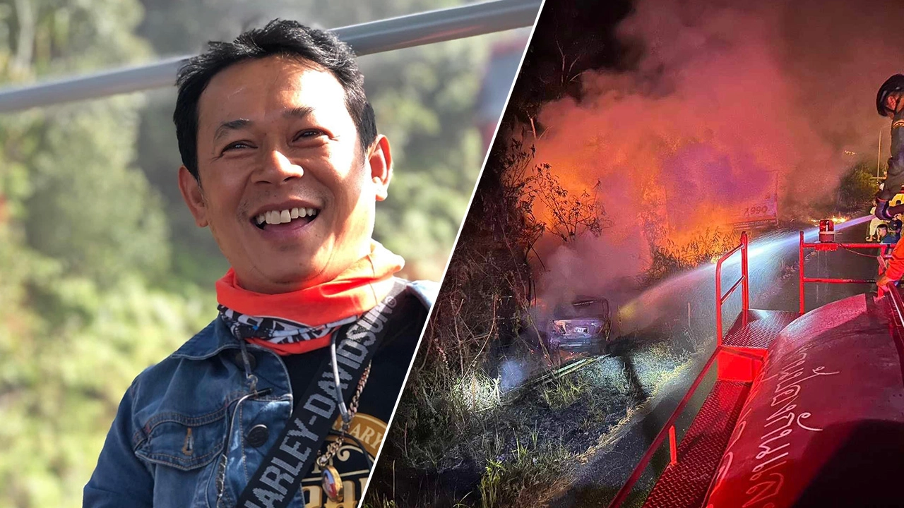 เสี่ยร้านทองขับเก๋งไปหาลูก เสียหลักตกถนนไฟลุกท่วม ย่างสดตายสยองคารถ