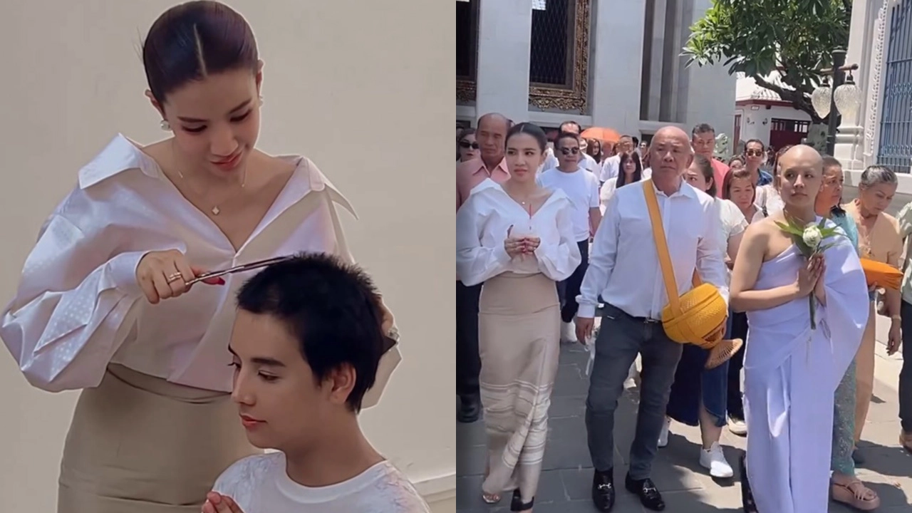 ลุกซ์ ชาญวิทย์ น้องชาย ใบเตย เข้าพิธีอุปสมบท เพื่อนๆ ร่วมอนุโมทนาบุญ