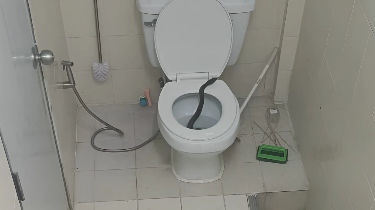 ผวา "งู" โผล่ในห้องน้ำ เลื้อยหลบกู้ภัยลงชักโครก รอ 3 วัน 2 คืน จึงจับได้