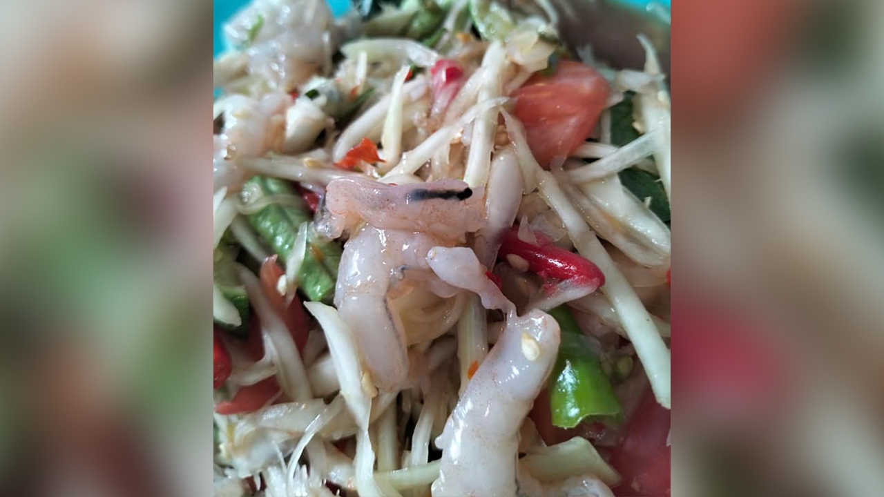 อย่าล้อเล่นกับของกิน สาวน้ำตาคลอ สั่ง "ตำกุ้งสด" แต่สภาพกุ้งทำกินไม่ลง