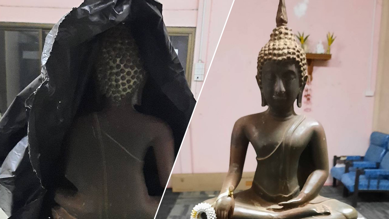 โดนกดดันหนัก โจรใจบาปแบกพระบูชาของโรงเรียน ใส่ถุงดำนำมาคืน 