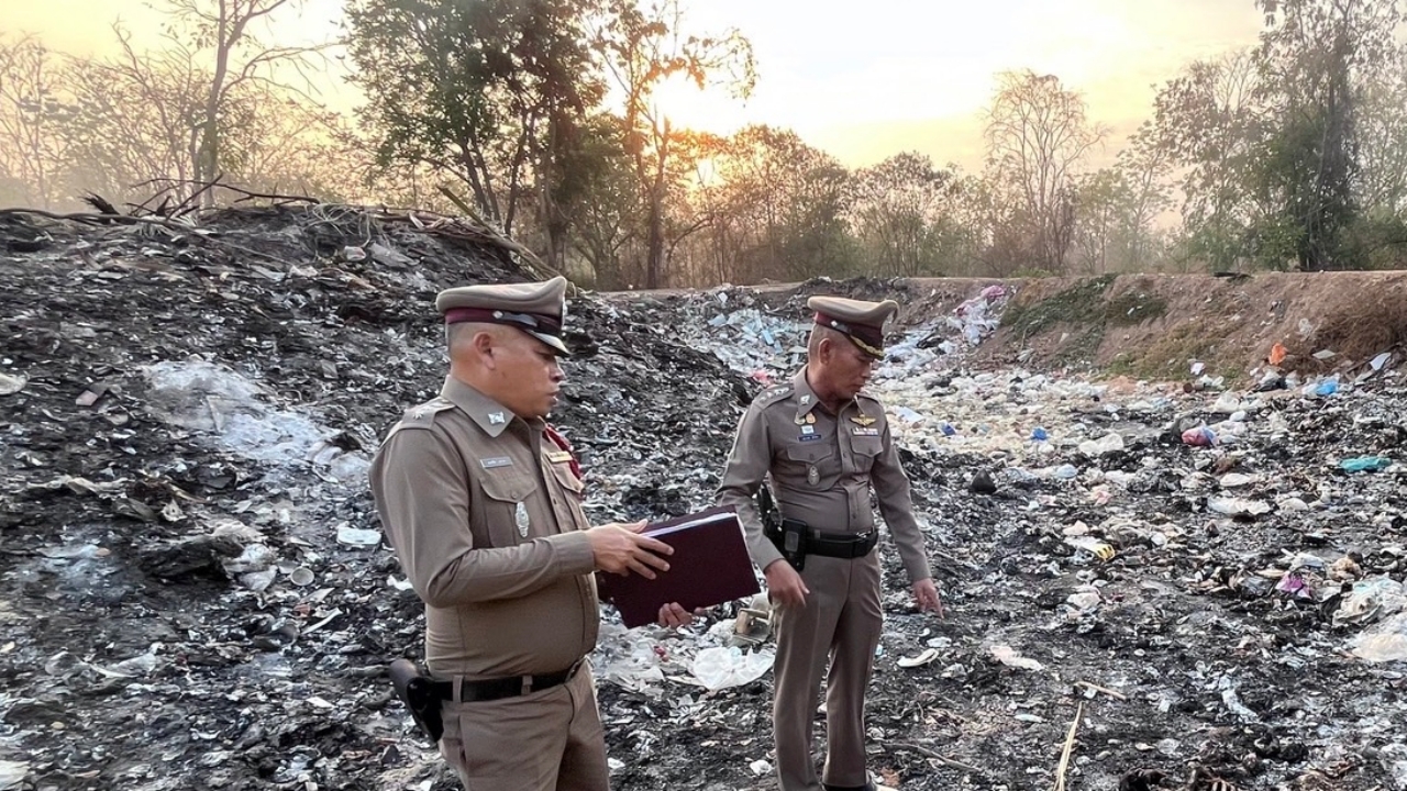 พบศพถูกเผานั่งยาง กลางบ่อขยะขอนแก่น เหลือแต่โครงกระดูก ไม่รู้หญิงหรือชาย