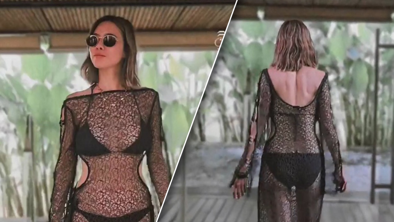 คริส หอวัง นุ่งซีทรูยาวถึงตาตุ่ม ข้างในใส่บิกินีดำอวดหุ่นแซ่บมาก (คลิป)