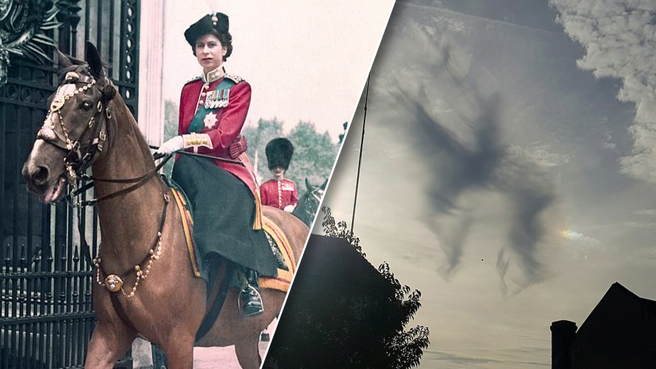 หนุ่มอังกฤษตะลึง เห็นก้อนเมฆรูป "ควีนทรงม้า" สุดแสนคิดถึง