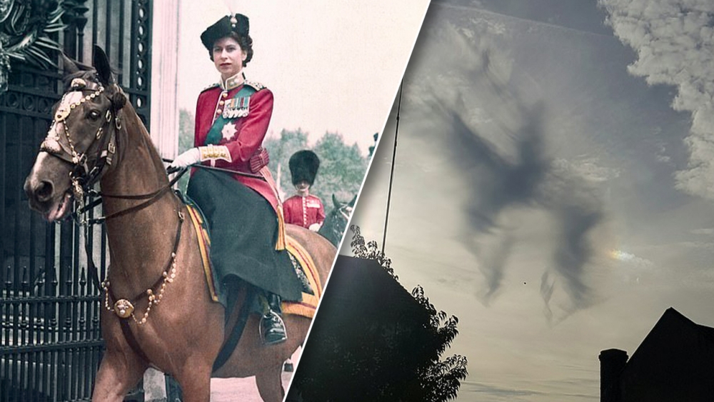 หนุ่มอังกฤษตะลึง เห็นก้อนเมฆรูป "ควีนทรงม้า" สุดแสนคิดถึง