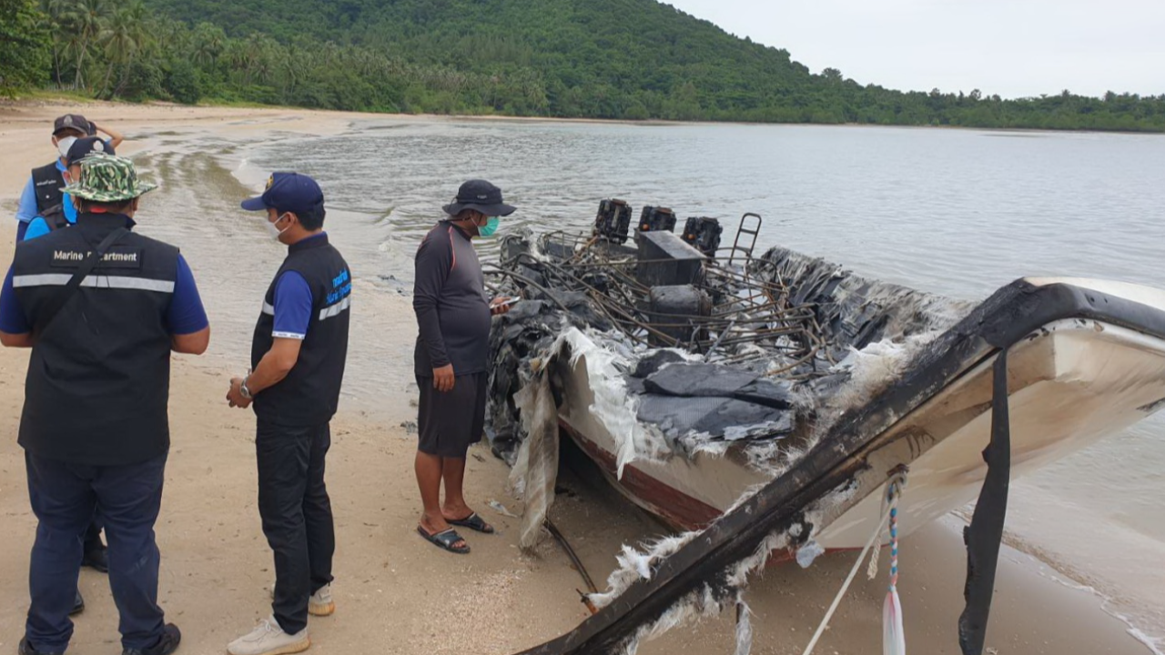 ตรวจสปีดโบ๊ตระเบิดทะเลชุมพร เผยไฟลุกไหม้ หลังเปิดใช้เครื่องยนต์ที่ 3