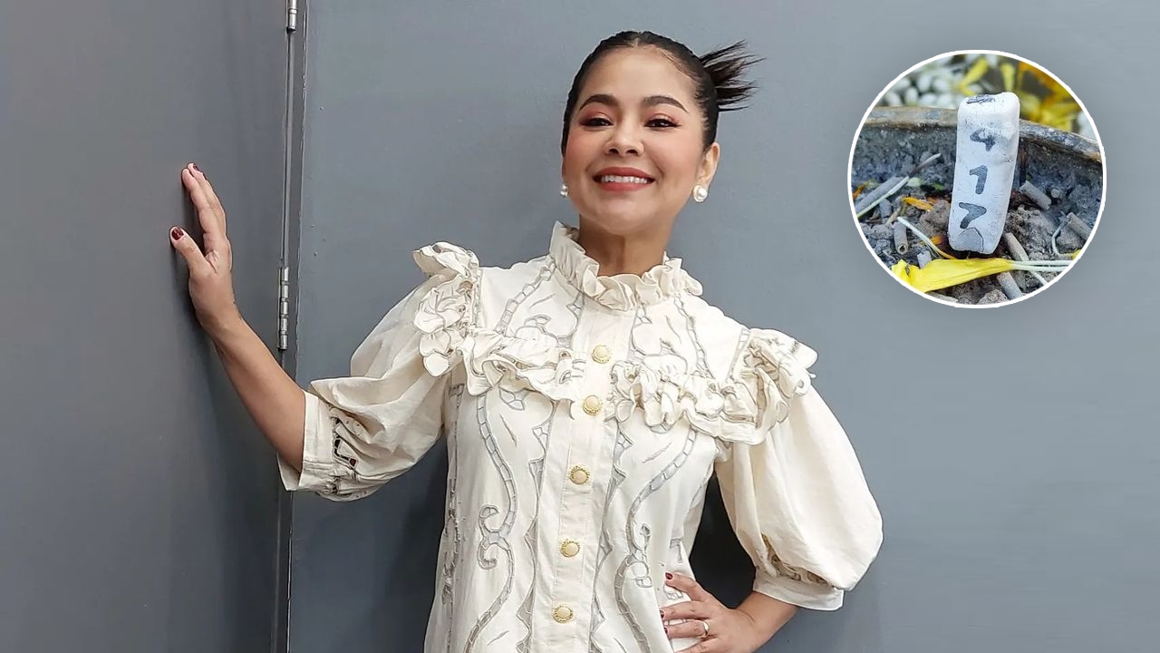 ตั๊ก ศิริพร เผยภาพตัวเลขหลังจุดธูปในพิธีสักการะองค์พญาศรีสัตตนาคราช