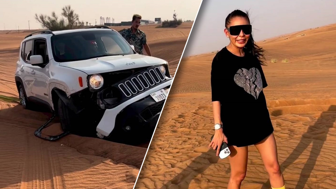เป็กกี้ ศรีธัญญา เช่ารถขับลุยทะเลทรายที่ดูไบ เจองานเข้ารถเสียหาย (คลิป)