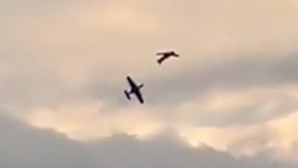 นาทีช็อก เครื่องบินผาดแผลง ชนกันกลางอากาศที่เยอรมนี นักบินตายทั้งคู่ (คลิป)