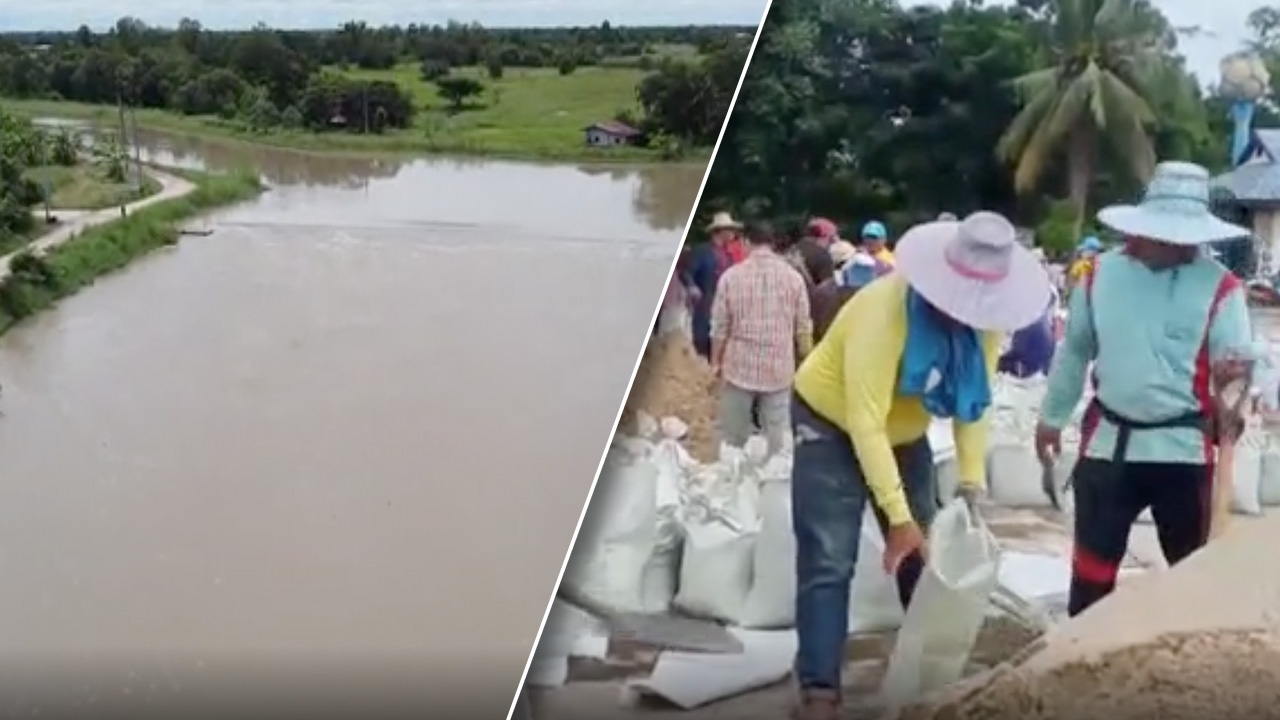 ชาวบ้านโคราช เร่งกรอกกระสอบทรายกว่า 5,000 ใบ เตรียมพร้อมรับมือพายุโนรู