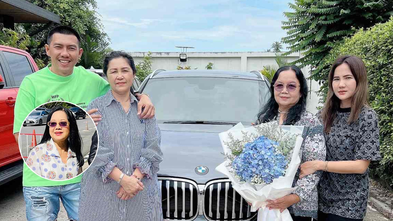 หนุ่มเบรก ช้าก่อนชาวเน็ต นี่แม่ผมเอง ไม่ใช่แม๊แตงโม ถ่ายคู่กับรถป้ายแดง