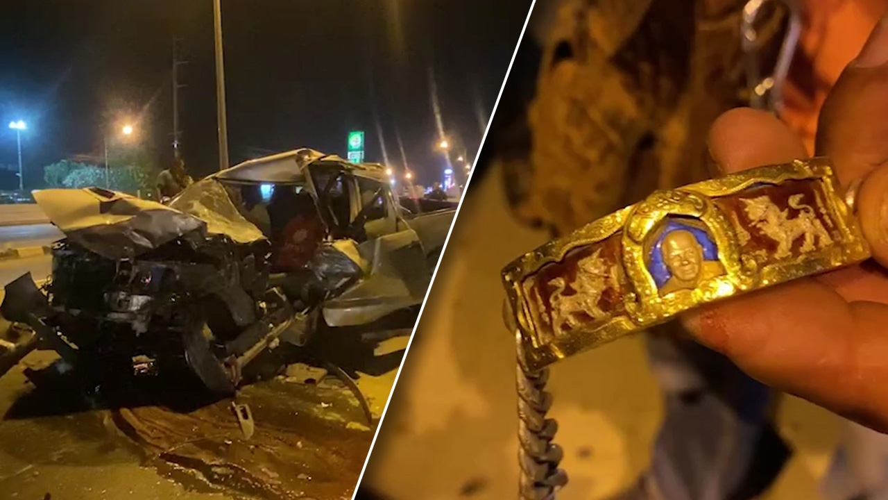 หนุ่มใหญ่เมาขับ ชนรวดรถจอดติดไฟแดง ก่อนโชว์เลสหลวงพ่ออุดมทรัพย์-ช่วยชีวิต