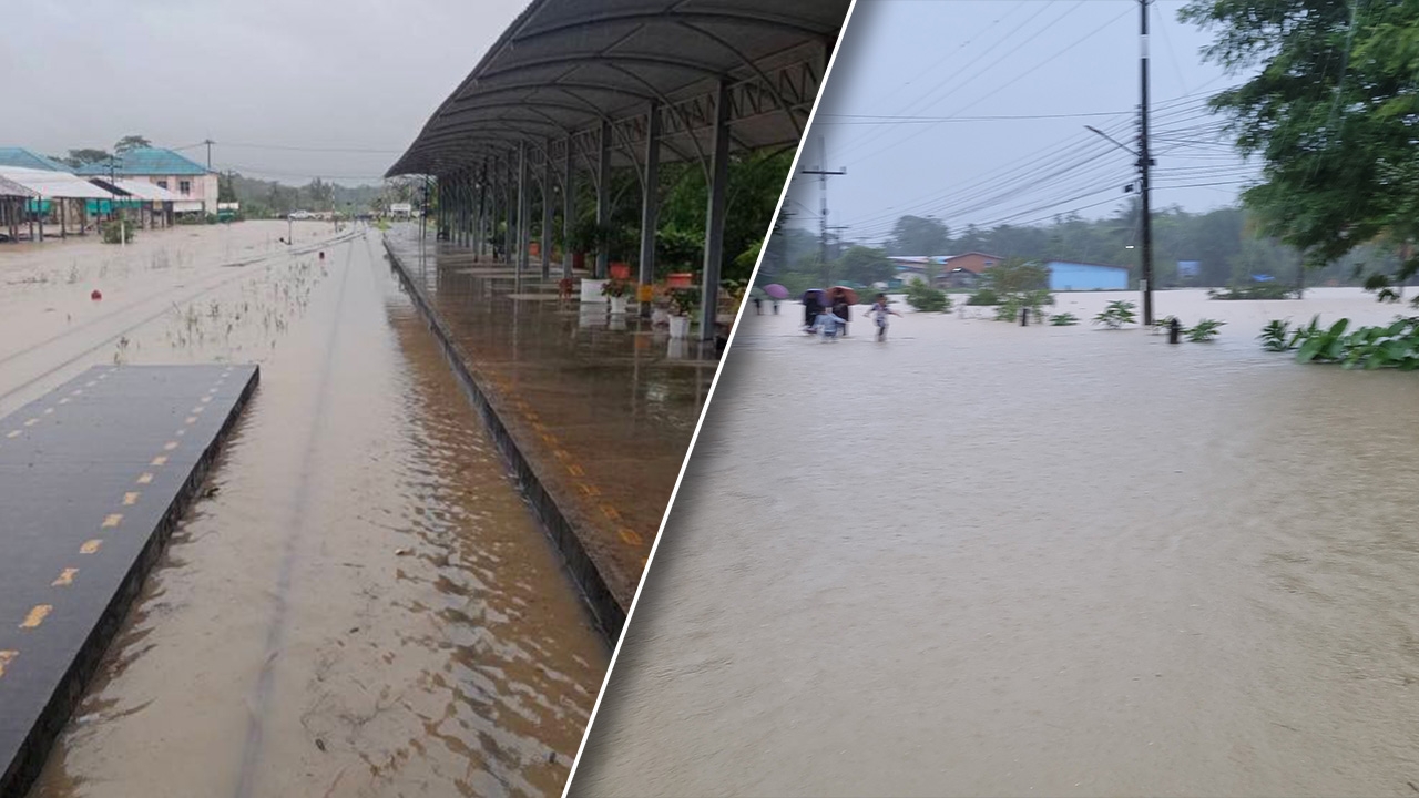 สงขลาท่วมแล้ว 7 อำเภอ บางหมู่บ้านอ่วม น้ำป่าถล่มหนัก เส้นทางรถไฟถูกตัดขาด