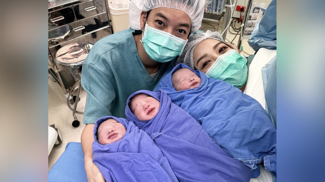 เชน ธนาตรัยฉัตร ยิ้มแก้มปริ เผยภาพที่รอคอยกับภรรยาและลูกฝาแฝด 3  