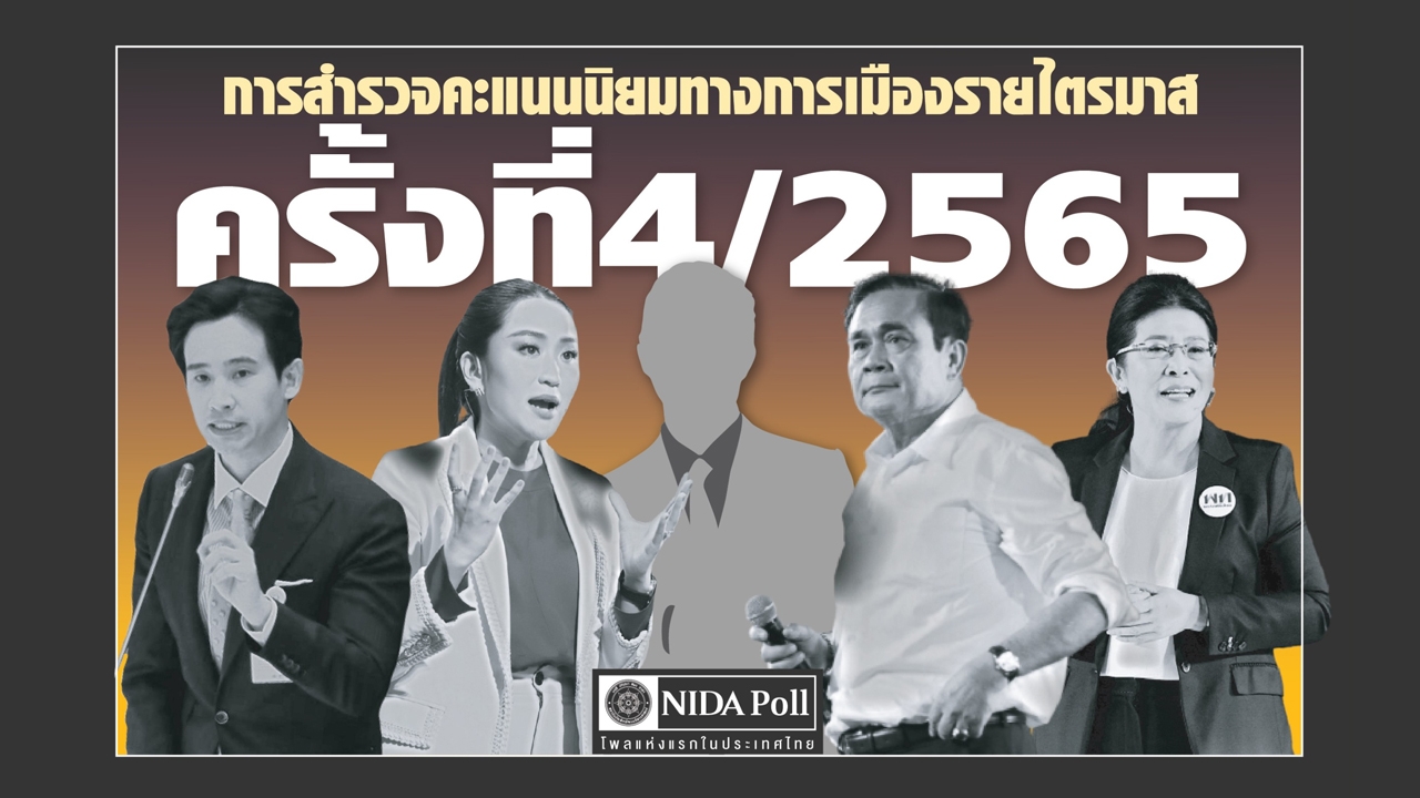 ไตรมาสสุดท้าย ปี 2565 นิด้าโพล เผย "แพทองธาร-เพื่อไทย" ยังนำอันดับ 1 