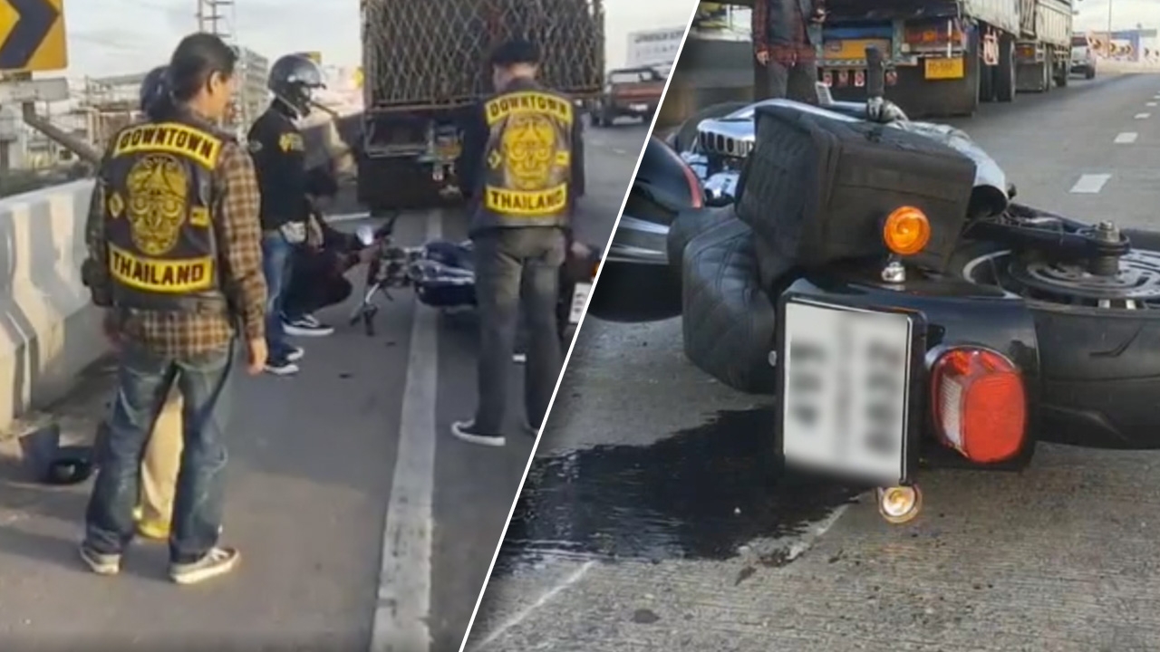 สลดพ่วง 18 ล้อ ทับขบวนฮาร์เลย์ ดับ 1 ศพ ตำรวจเตรียมไล่เช็กวงจรปิด