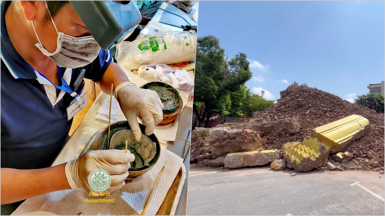 พบแผ่นจารึกลานเงินโบราณ ในซากเจดีย์วัดศรีสุพรรณ ลุ้นนักภาษามาตีความหมาย