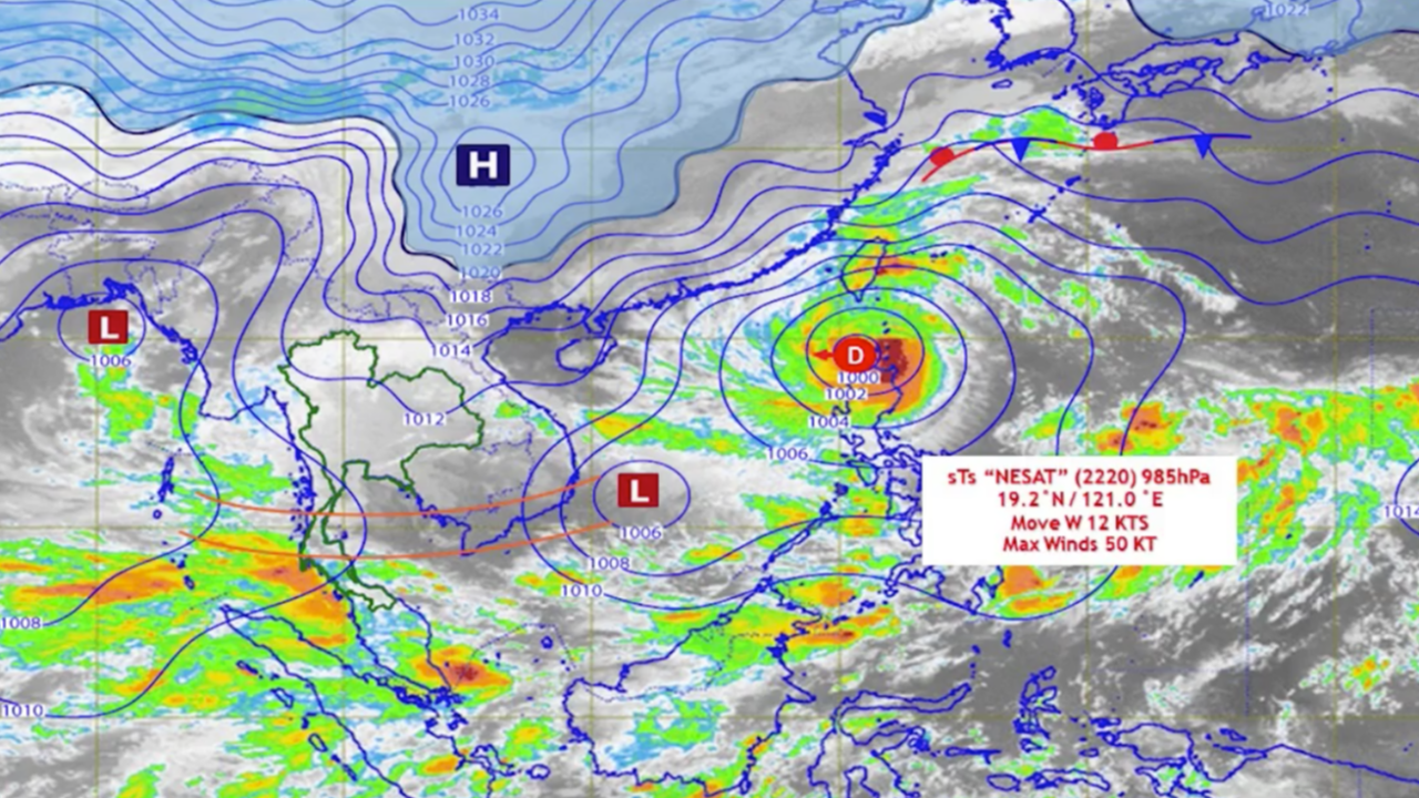 อุตุฯ ฉบับ 1 "โซนร้อนเนสาท" จ่อเป็นไต้ฝุ่น เคลื่อนเข้าใกล้เวียดนาม 19-20 ต.ค.