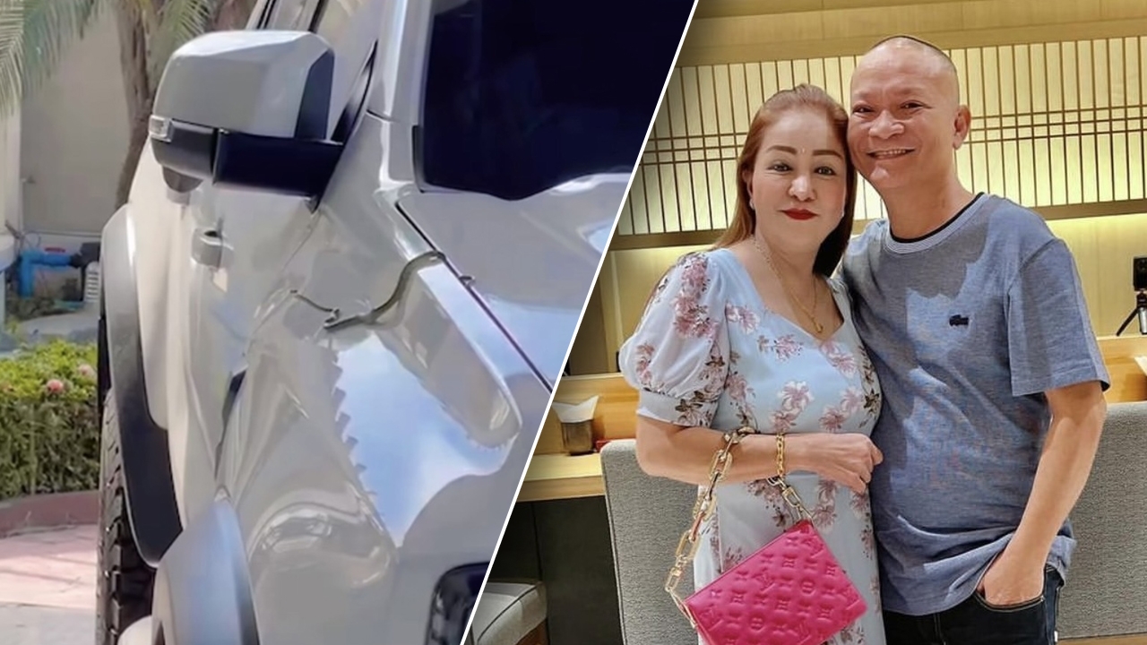 เมียหม่ำ โพสต์คลิปงูเลื้อยเกาะรถป้ายแดงไม่ยอมไปไหน ก่อนโชว์ทะเบียนรถ (คลิป)