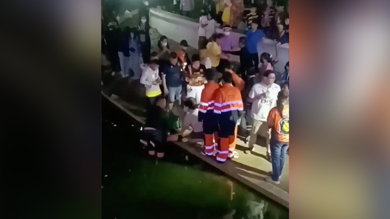 นาทีชีวิต ช่วยเด็กจมน้ำ หวิดดับคืนลอยกระทง อาการยังโคม่า ติดต่อญาติไม่ได้