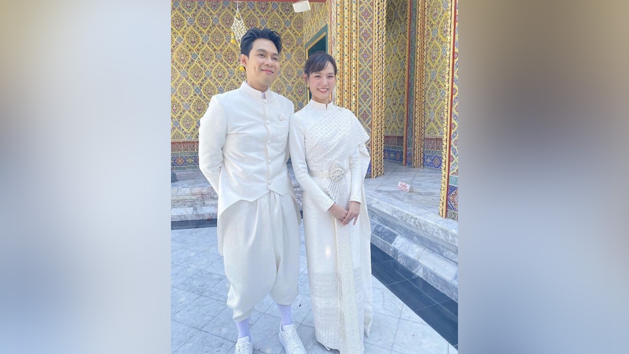 ชมภาพ แดน-แพทตี้ เข้าพิธีวิวาห์เรียบง่ายที่วัดราชบพิธ บีม กวี มาร่วมพิธี