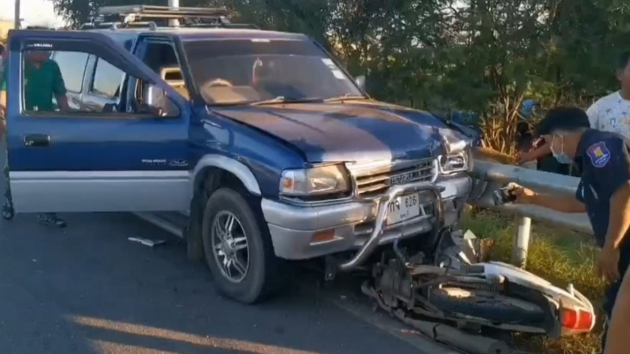 รถแวนเบรกไม่ทันชน จยย.ตาชาวนาลพบุรีขาขาดกระเด็น ดับคาถนนบ้านหมี่-ตาคลี