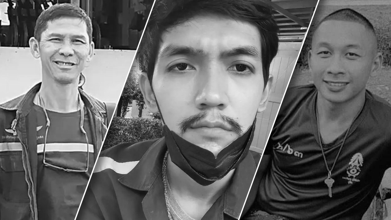 รดน้ำศพ 3 จนท.การรถไฟฯ ตายในเหตุระเบิดรางรถไฟใน จ.สงขลา ที่วัดโคกสมานคุณ