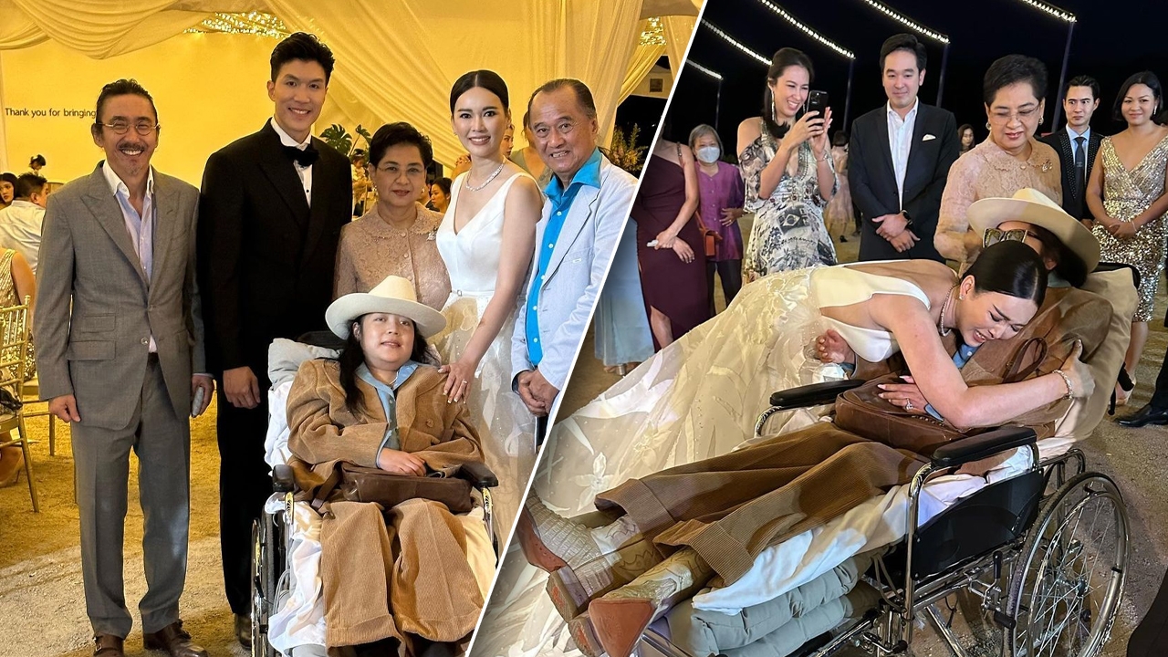 คุณหญิงแมงมุม แต่งตัวสวยร่วมงานแต่งงาน เจ้าสาวซึ้งกลั้นน้ำตาไม่อยู่